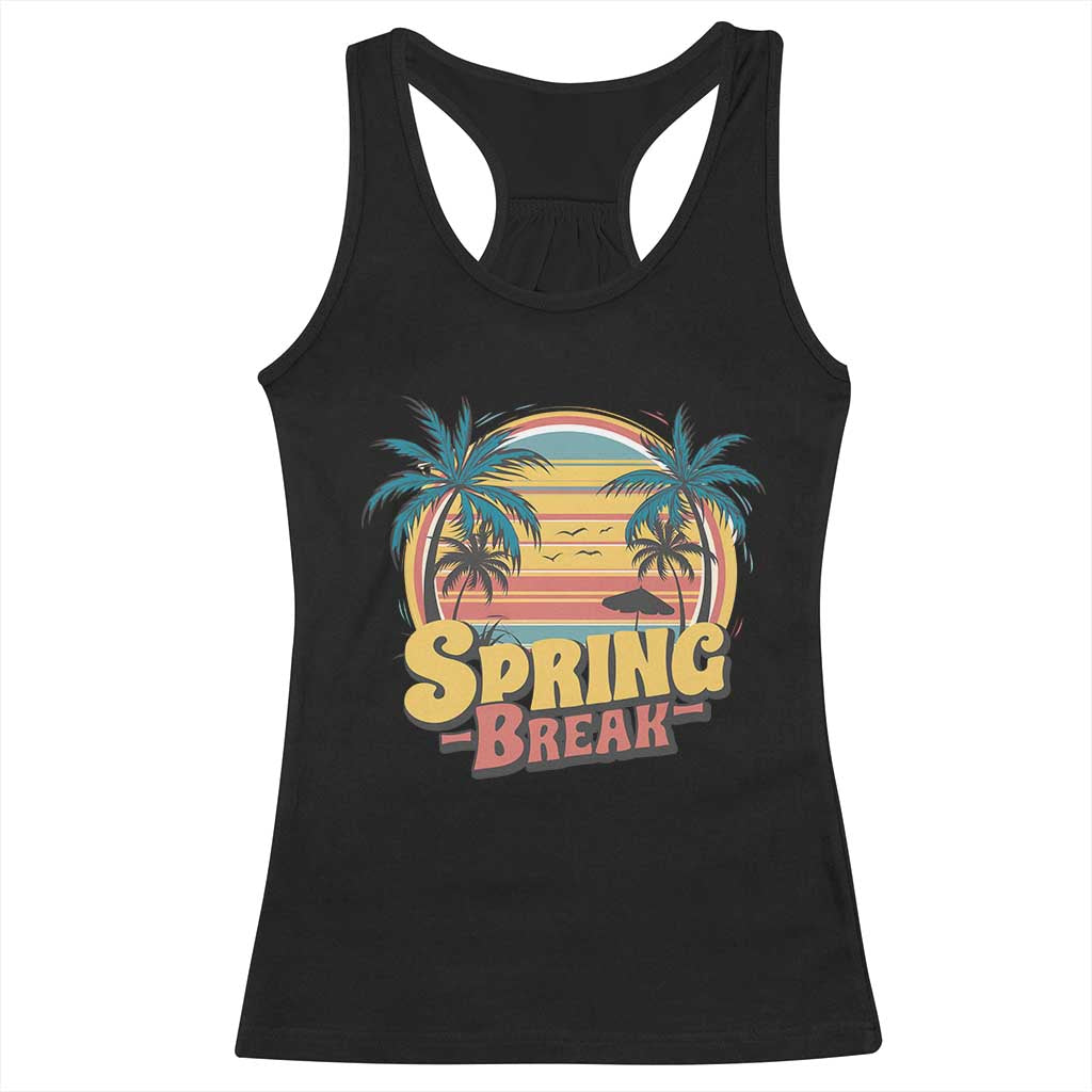 Funny Spring Break Racerback Tank Top Spring Vacation Beach Palm Tree TS11 Black Print Your Wear