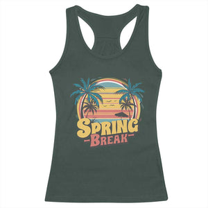 Funny Spring Break Racerback Tank Top Spring Vacation Beach Palm Tree TS11 Dark Forest Green Print Your Wear