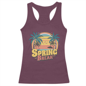 Funny Spring Break Racerback Tank Top Spring Vacation Beach Palm Tree TS11 Maroon Print Your Wear