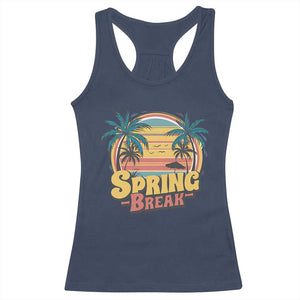 Funny Spring Break Racerback Tank Top Spring Vacation Beach Palm Tree TS11 Navy Print Your Wear