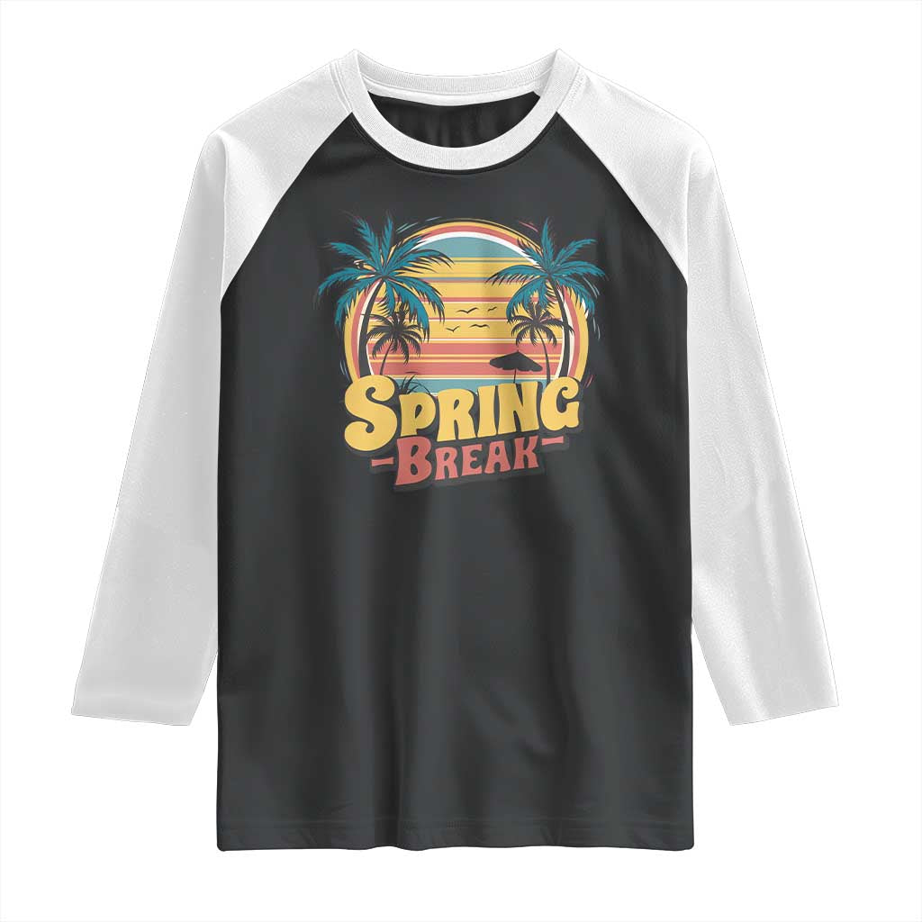 Funny Spring Break Raglan Shirt Spring Vacation Beach Palm Tree TS11 Black White Print Your Wear
