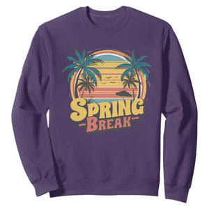 Funny Spring Break Sweatshirt Spring Vacation Beach Palm Tree TS11 Purple Print Your Wear
