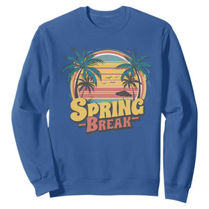 Funny Spring Break Sweatshirt Spring Vacation Beach Palm Tree TS11 Royal Blue Print Your Wear