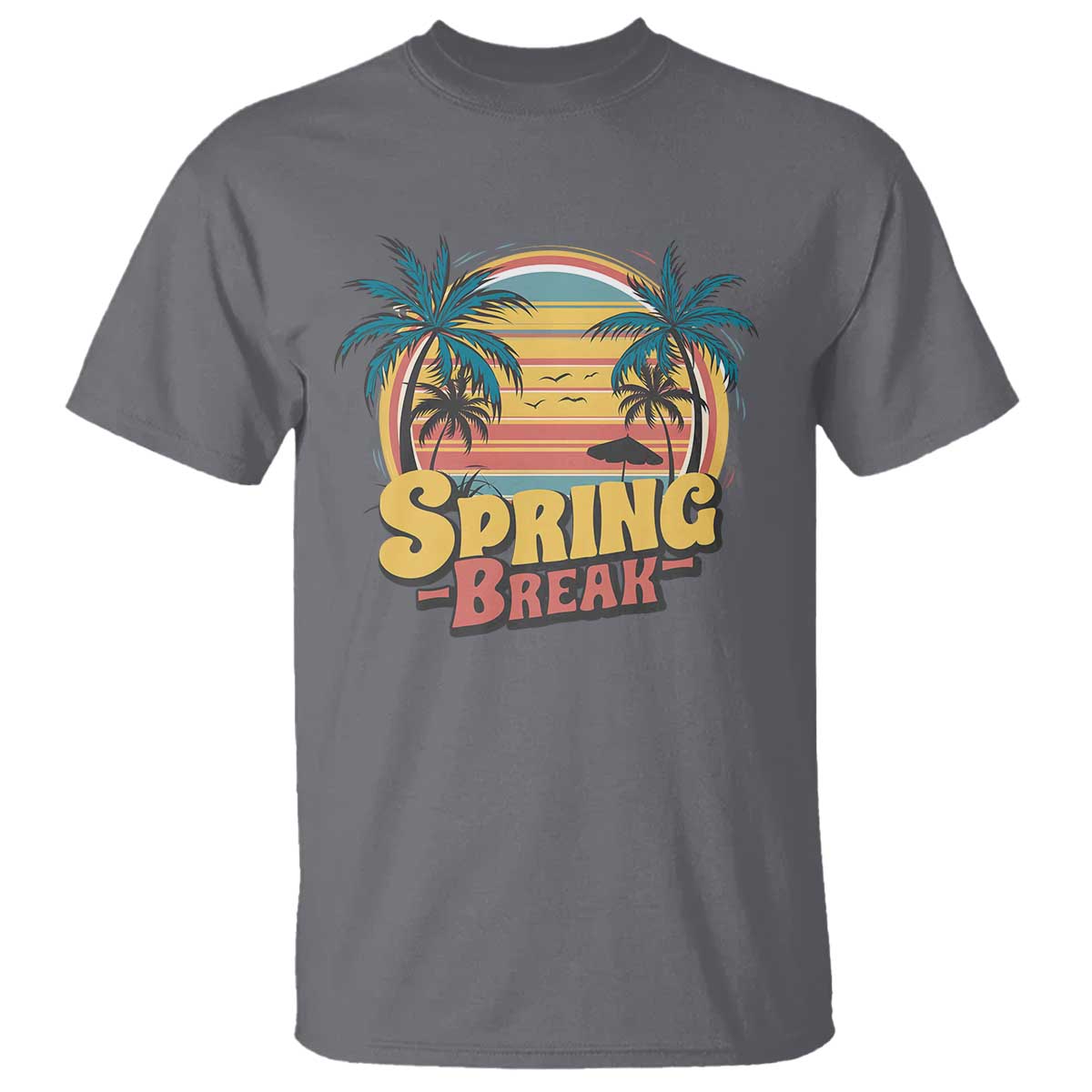 Funny Spring Break T Shirt Spring Vacation Beach Palm Tree TS11 Charcoal Print Your Wear