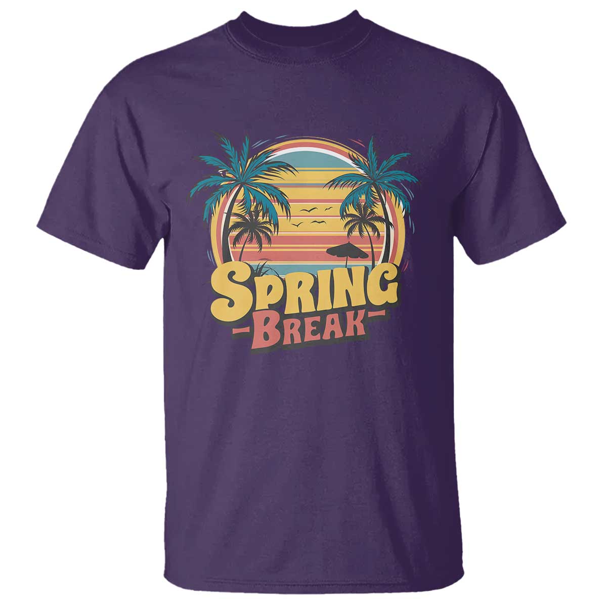 Funny Spring Break T Shirt Spring Vacation Beach Palm Tree TS11 Purple Print Your Wear