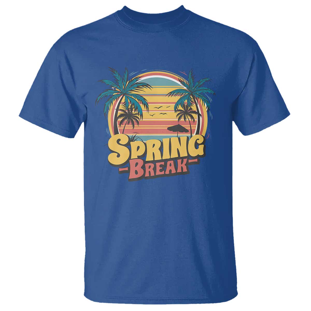 Funny Spring Break T Shirt Spring Vacation Beach Palm Tree TS11 Royal Blue Print Your Wear