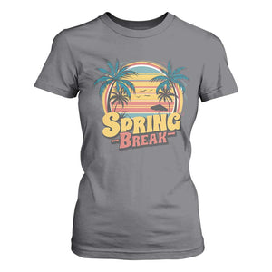 Funny Spring Break T Shirt For Women Spring Vacation Beach Palm Tree TS11 Charcoal Print Your Wear