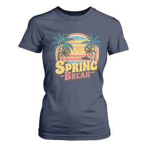 Funny Spring Break T Shirt For Women Spring Vacation Beach Palm Tree TS11 Navy Print Your Wear