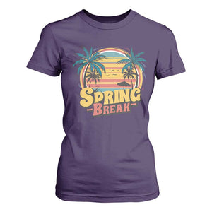 Funny Spring Break T Shirt For Women Spring Vacation Beach Palm Tree TS11 Purple Print Your Wear