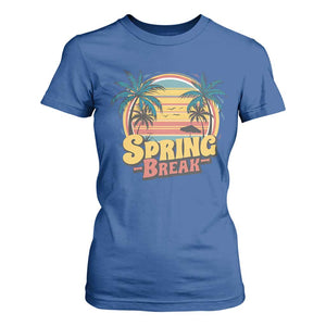 Funny Spring Break T Shirt For Women Spring Vacation Beach Palm Tree TS11 Royal Blue Print Your Wear