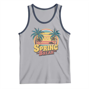 Funny Spring Break Tank Top Spring Vacation Beach Palm Tree TS11 Athletic Heather Navy Print Your Wear