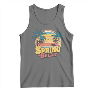 Funny Spring Break Tank Top Spring Vacation Beach Palm Tree TS11 Black Heather Print Your Wear