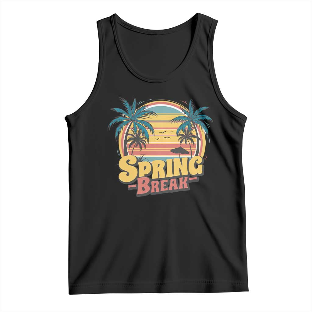 Funny Spring Break Tank Top Spring Vacation Beach Palm Tree TS11 Black Print Your Wear