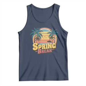 Funny Spring Break Tank Top Spring Vacation Beach Palm Tree TS11 Navy Print Your Wear