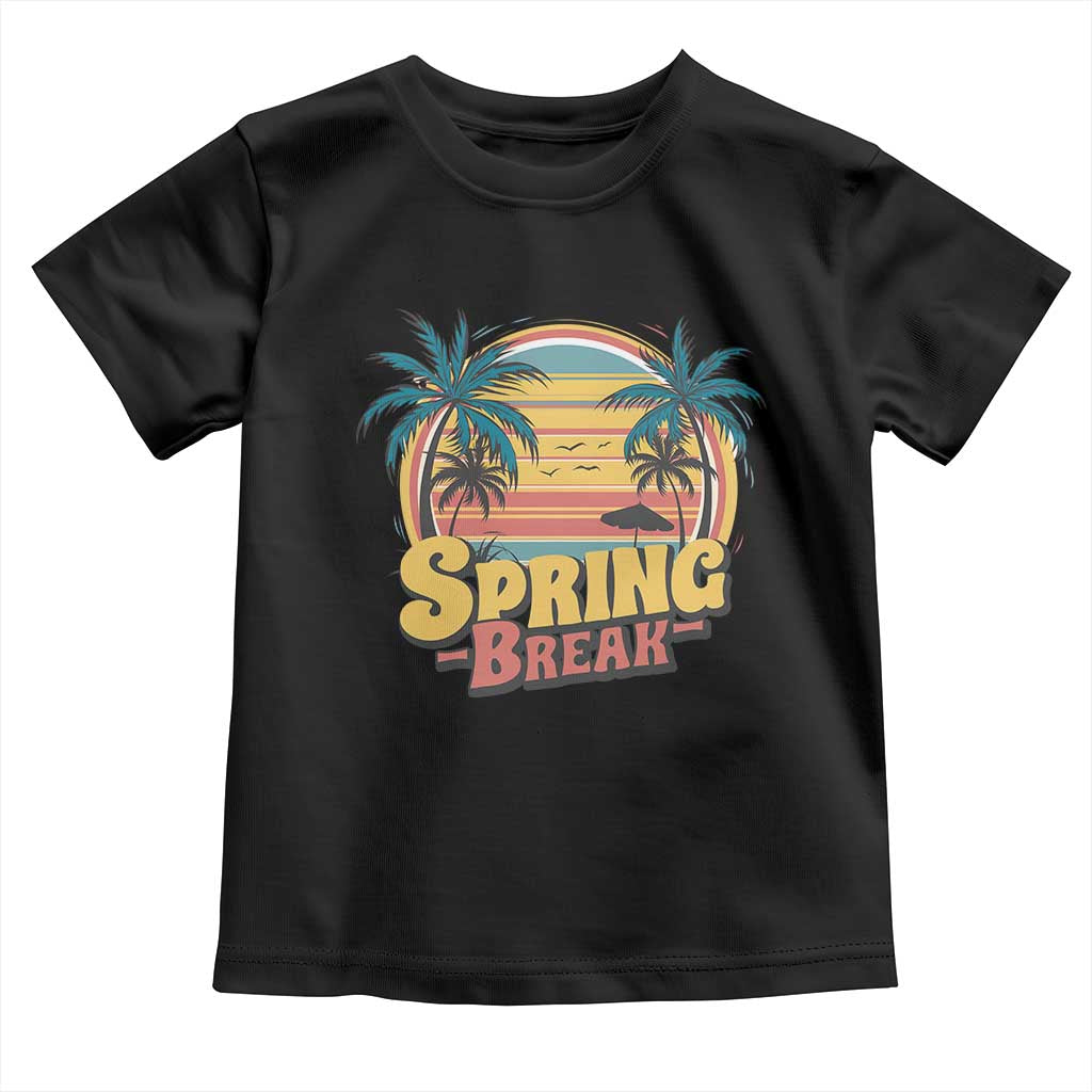 Funny Spring Break Toddler T Shirt Spring Vacation Beach Palm Tree TS11 Black Print Your Wear