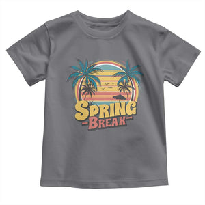 Funny Spring Break Toddler T Shirt Spring Vacation Beach Palm Tree TS11 Charcoal Print Your Wear
