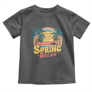 Funny Spring Break Toddler T Shirt Spring Vacation Beach Palm Tree TS11 Dark Heather Print Your Wear