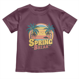 Funny Spring Break Toddler T Shirt Spring Vacation Beach Palm Tree TS11 Maroon Print Your Wear