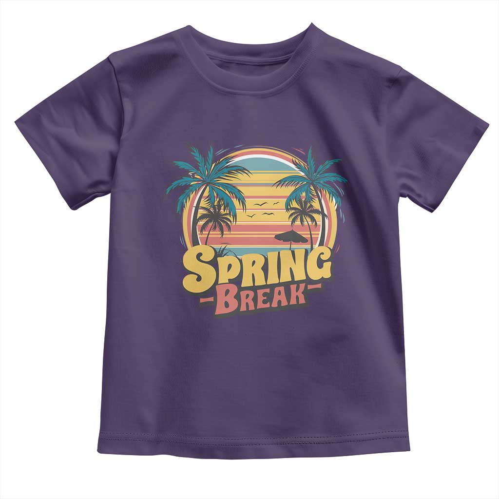 Funny Spring Break Toddler T Shirt Spring Vacation Beach Palm Tree TS11 Purple Print Your Wear