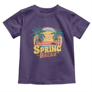 Funny Spring Break Toddler T Shirt Spring Vacation Beach Palm Tree TS11 Purple Print Your Wear