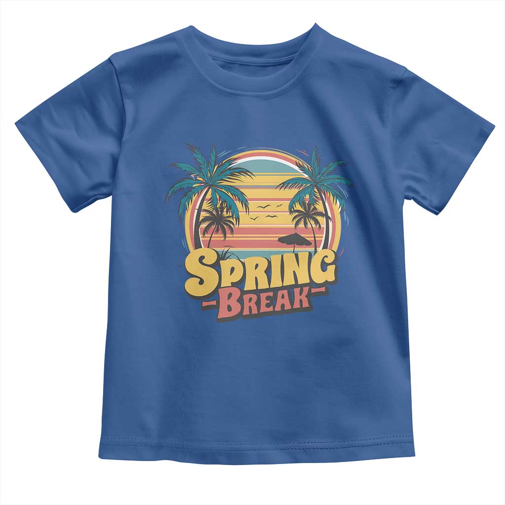 Funny Spring Break Toddler T Shirt Spring Vacation Beach Palm Tree TS11 Royal Blue Print Your Wear