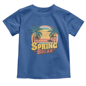 Funny Spring Break Toddler T Shirt Spring Vacation Beach Palm Tree TS11 Royal Blue Print Your Wear