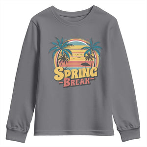Funny Spring Break Youth Sweatshirt Spring Vacation Beach Palm Tree TS11 Charcoal Print Your Wear