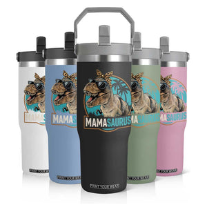 Mamasaurus Funny Dinosaur Mama Flip Straw Tumbler Mothers Day Family Matching TS11 Print Your Wear