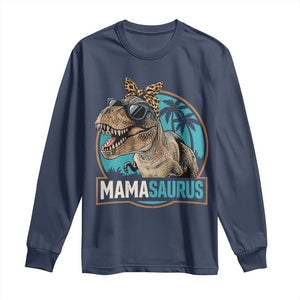 Mamasaurus Funny Dinosaur Mama Long Sleeve Shirt Mothers Day Family Matching TS11 Navy Print Your Wear
