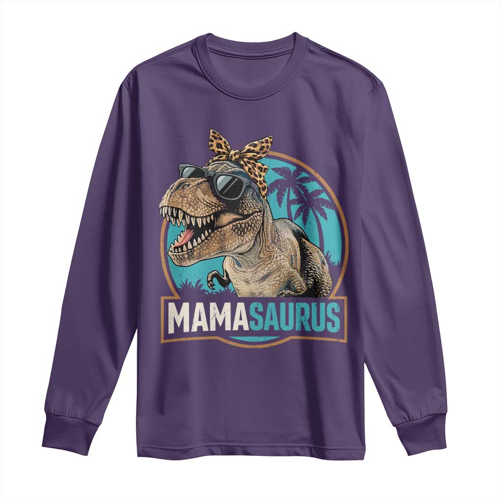 Mamasaurus Funny Dinosaur Mama Long Sleeve Shirt Mothers Day Family Matching TS11 Purple Print Your Wear