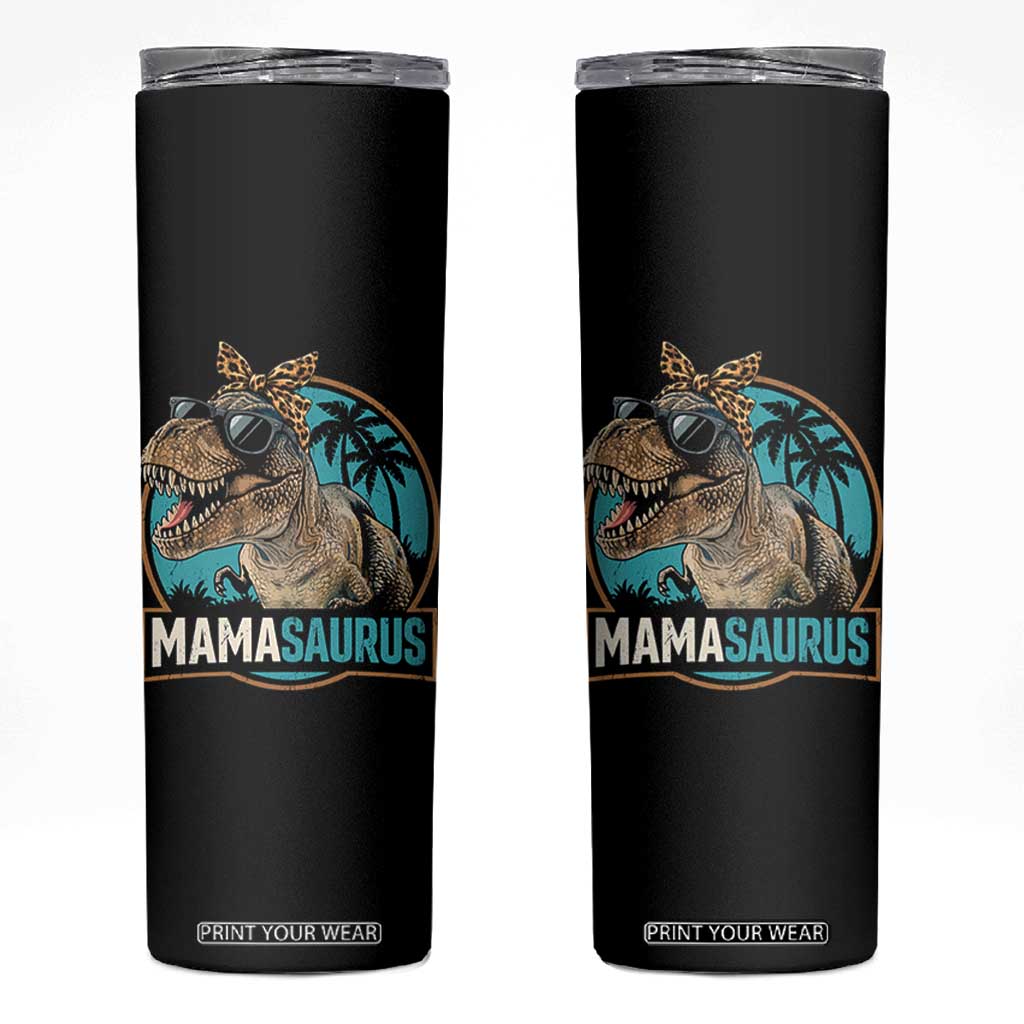 Mamasaurus Funny Dinosaur Mama Skinny Tumbler Mothers Day Family Matching TS11 Black Print Your Wear