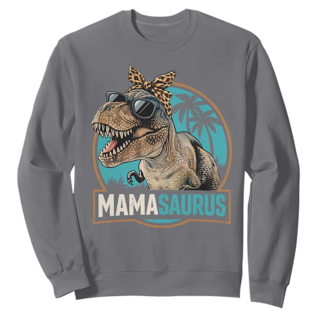 Mamasaurus Funny Dinosaur Mama Sweatshirt Mothers Day Family Matching TS11 Charcoal Print Your Wear