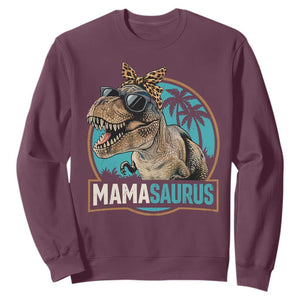 Mamasaurus Funny Dinosaur Mama Sweatshirt Mothers Day Family Matching TS11 Maroon Print Your Wear