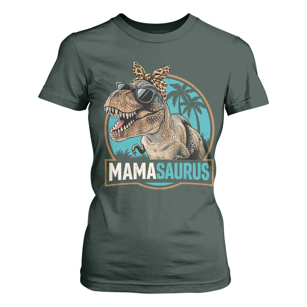 Mamasaurus Funny Dinosaur Mama T Shirt For Women Mothers Day Family Matching TS11 Dark Forest Green Print Your Wear