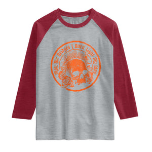 May The Bridges I Burn Light My Way Raglan Shirt Gothic Skull TS11 Heather Gray Heather Red Print Your Wear