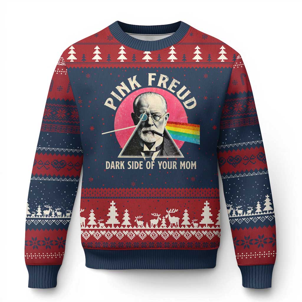 Pink Freud Dark Side Of Your Mom Ugly Christmas Sweater Psychoanalysis Joke TS11 Navy Red Print Your Wear