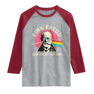 Pink Freud Dark Side Of Your Mom Raglan Shirt Psychoanalysis Joke TS11 Heather Gray Heather Red Print Your Wear