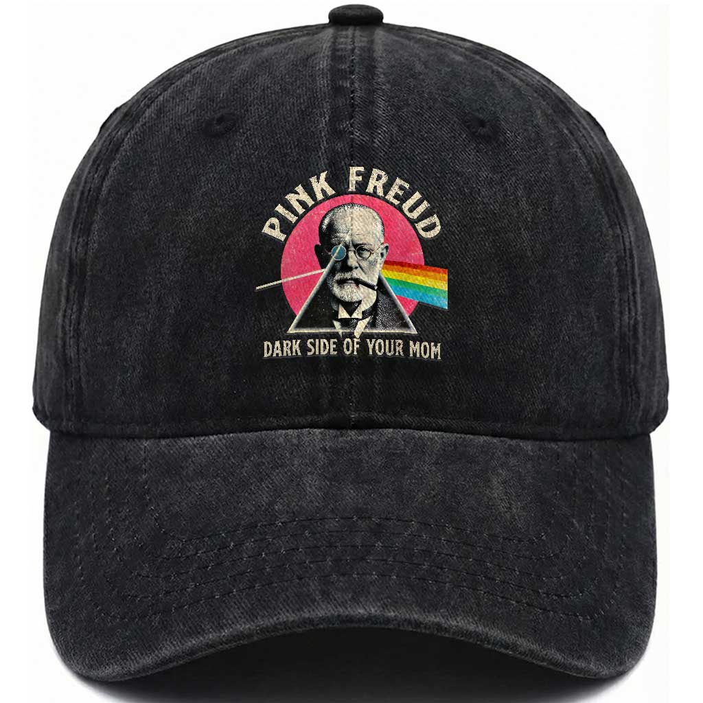 Pink Freud Dark Side Of Your Mom Washed Cotton Baseball Cap Psychoanalysis Joke TS11 Print Your Wear