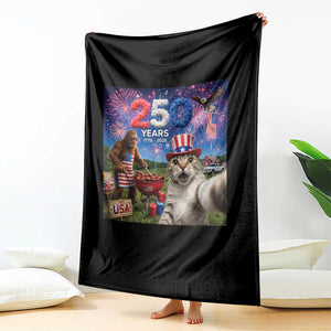 Cat Selfie with Bigfoot USA 250 Years Throw Blanket Funny 4th Of July Cat Graphic TS11 Print Your Wear