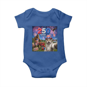 Cat Selfie with Bigfoot USA 250 Years Baby Onesie Funny 4th Of July Cat Graphic TS11 Royal Blue Print Your Wear