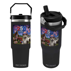 Cat Selfie with Bigfoot USA 250 Years Flip Straw Tumbler Funny 4th Of July Cat Graphic TS11 One Size: 30 oz Black Print Your Wear
