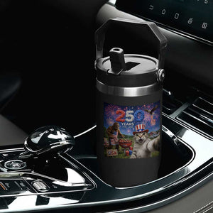 Cat Selfie with Bigfoot USA 250 Years Flip Straw Tumbler Funny 4th Of July Cat Graphic TS11 Print Your Wear