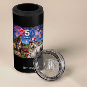 Cat Selfie with Bigfoot USA 250 Years 4 in 1 Can Cooler Tumbler Funny 4th Of July Cat Graphic TS11 Print Your Wear
