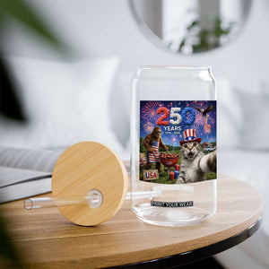 Cat Selfie with Bigfoot USA 250 Years Glass Can Funny 4th Of July Cat Graphic TS11 Print Your Wear