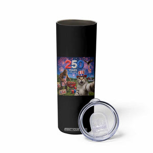 Cat Selfie with Bigfoot USA 250 Years Skinny Tumbler Funny 4th Of July Cat Graphic TS11 Print Your Wear