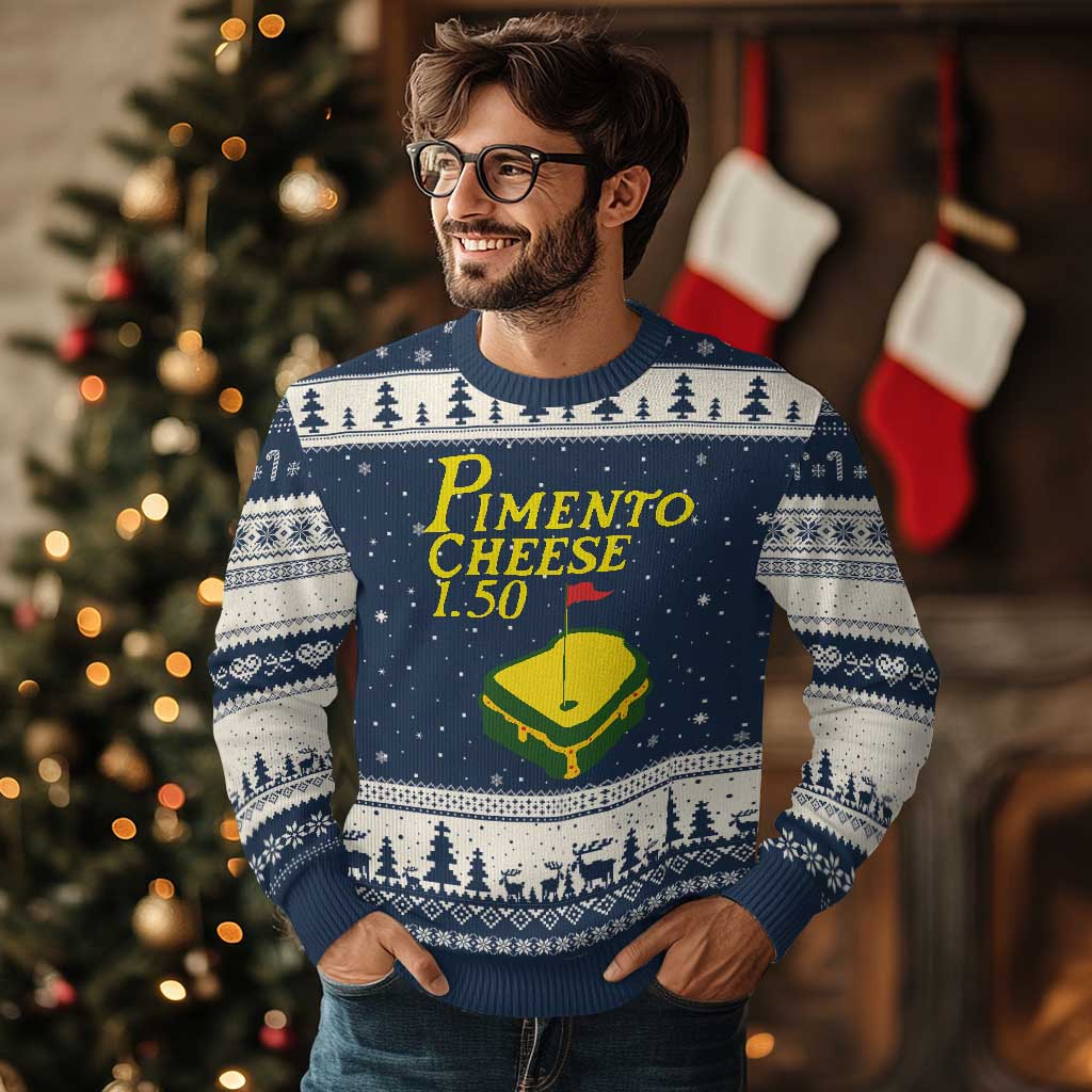 Pimento Cheese Ugly Christmas Sweater Golf Foodie Golfer Tournament TS11 Navy Beige Print Your Wear