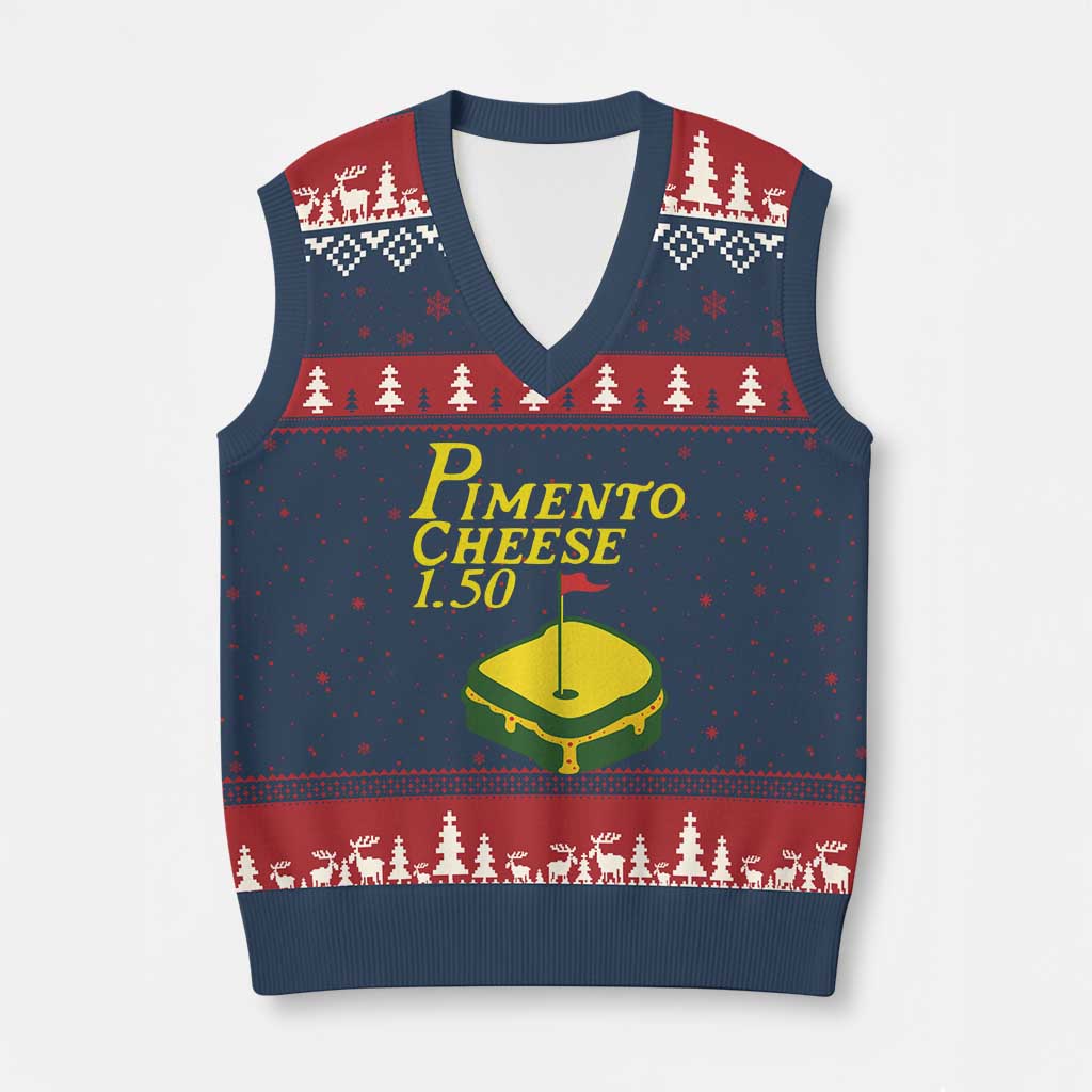 Pimento Cheese V-Neck Knit Sweater Vest Golf Foodie Golfer Tournament TS11 Navy Red Print Your Wear