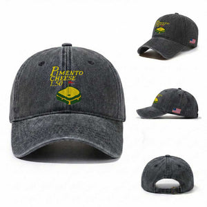 Pimento Cheese Washed Cotton Baseball Cap Golf Foodie Golfer Tournament TS11 Washed Cap Universal Fit Dark Gray Print Your Wear
