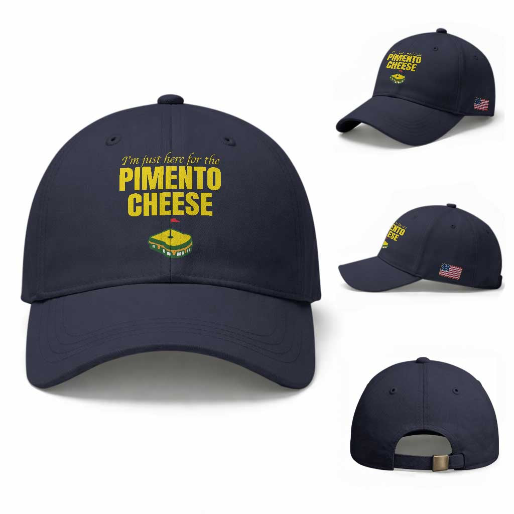 I'm Just Here For The Pimento Cheese Baseball Cap Funny Golf Foodie TS11 Baseball Cap Universal Fit Navy Print Your Wear