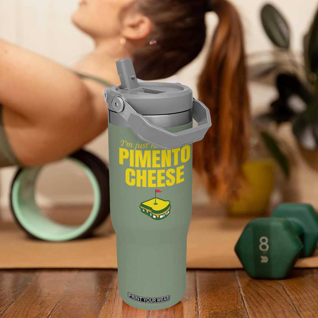 I'm Just Here For The Pimento Cheese Flip Straw Tumbler Funny Golf Foodie TS11 One Size: 30 oz Moss Green Print Your Wear